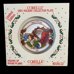 Corelle Santa Christmas Dinner Plate 1991 Limited Edition Corning 10 1/4 In